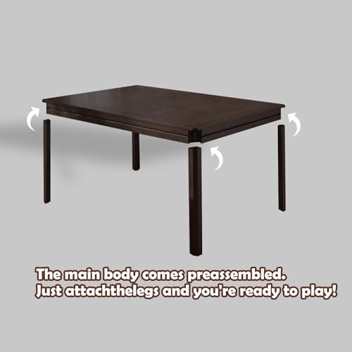 Solid Wood Board Game Table with Removable Table Top for 4–6 Players,Gaming Table and Dining Includes Play Mat and Detachable Cup Holders with 55" x 31" Play Area (Black Walnut) - color: Black Walnut