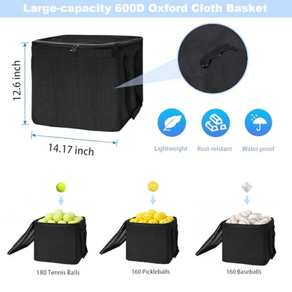 Retractable Tennis Ball Hopper Holds 180 Balls, Upgraded Tennis Ball Basket, Easy to Use Without Installation for Tennis Training and Teaching