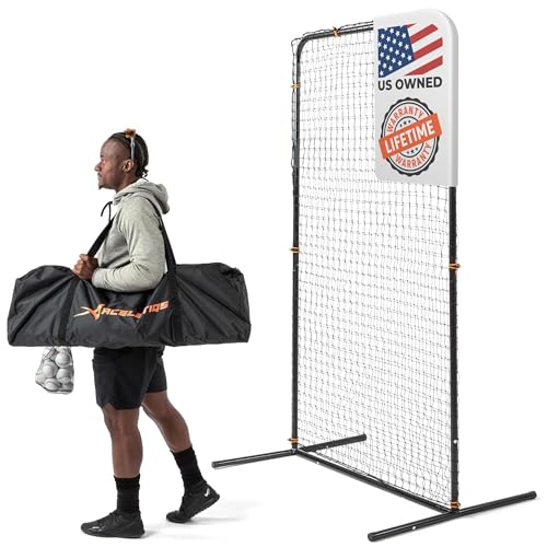 ACELETIQS Baseball Pitching Net & i-Screen (Compact & XL Sizes) Softball Baseball Pitcher Protector for Batting Cages and Fields | Heavy Duty Net for Back Drive, Line Protection - Multi-Purpose Use - size: 7 x 4 feet