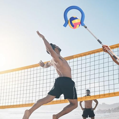 Adjustable Volleyball Spike Trainer with Question Mark Hook, Portable Lightweight Hitting Trainer for Serving, Spiking & Jump Training, Real-Ball Feel, Volleyball Gift for Beginners & Pros (No Ball)