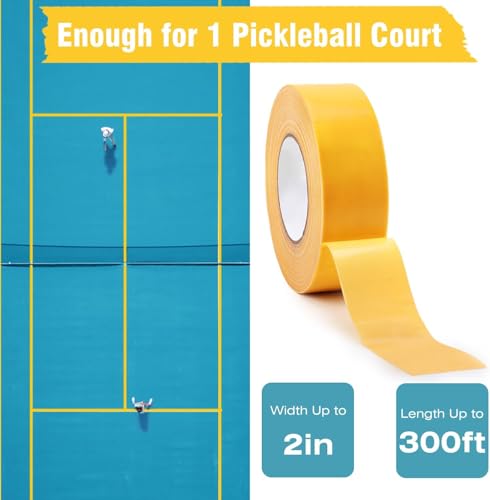 Pickleball Tape for Outdoor Court, Temporary Pickleball Court Lines, Court Marking Kit for Pickleball, Basketball, Badminton