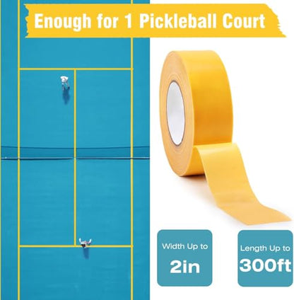Pickleball Tape for Outdoor Court, Temporary Pickleball Court Lines, Court Marking Kit for Pickleball, Basketball, Badminton