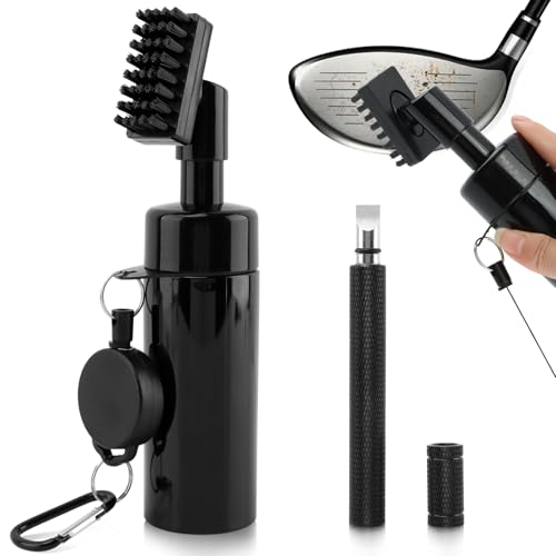 2Pack Golf Club Cleaner Brush,Golf Groove Sharpener Tool Golfs Club Brush with Retainer Clip and Squeeze Water Bottle,Holds 5 Ounces of Water,Essentials Golfs Accessories