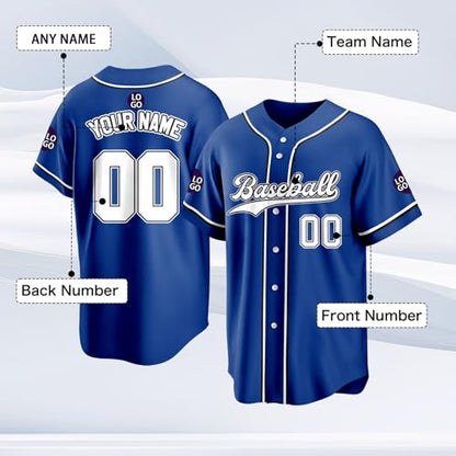 Custom Baseball Jersey Personalized Stitched Family Team Name Number Shirts Uniforms for Women Men Youth Kids - color: Blue-11