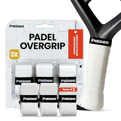 Palbea Padel Racket Grip Tape - Packs of 3/6/12/22/60. Padel Tennis Racket Grip Tape - Padel Tennis Grips Overgrip for Sweat Absorption & Non-Slip. Also Suitable as Tennis Racquet Grip Wrap Tape. - style: 3-Pack White