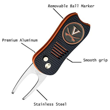 Switchblade Divot Repair Tool with Logo Printed Removable Magnetic Ball Marker-Best Divot Fixer - style: Virginia Cavaliers