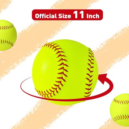 Sports Practice Softballs Slow Pitch Official Size and Weight Softballs, Unmarked Leather Covered Training Ball for Games, Practice and Training - size: 11 Inch