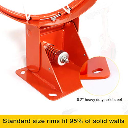 Professional Wall Mounted Basketball Rim Hanging Basketball Goal, Single-Spring Standard 18'' with All Weather Net - style: wall-mounted basketball rim 1-spring
