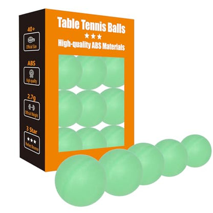 High Bounce & Durable ABS Mat Colored 3 Star Ping Pong Balls 4 Trainning,Party Games,Pet Cats Toys - style: pack of 12 - glow in The dark