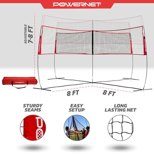 PowerNet Four Square Volleyball Net, Fun New Game, Play at The Park or Beach, 2 Versions - style: Standalone Four Square