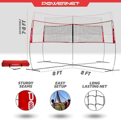 PowerNet Four Square Volleyball Net, Fun New Game, Play at The Park or Beach, 2 Versions - style: Standalone Four Square