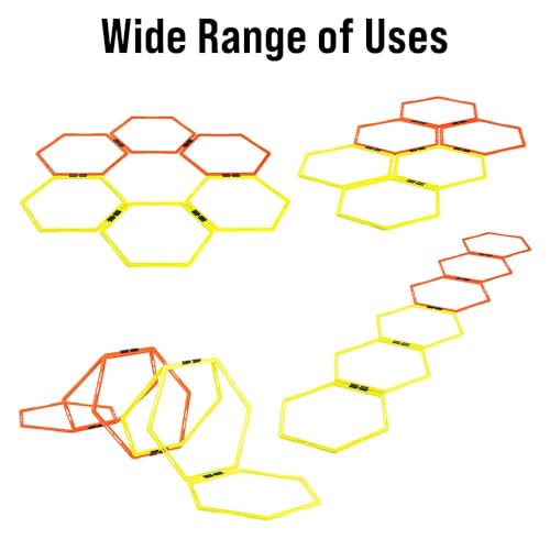 Japard Hex Agility Rings for Speed Training & Agility Footwork Training Speed Hurdles Ladder with Carrying Bag