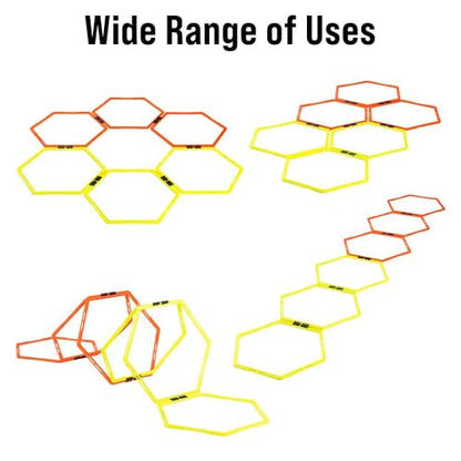 Japard Hex Agility Rings for Speed Training & Agility Footwork Training Speed Hurdles Ladder with Carrying Bag