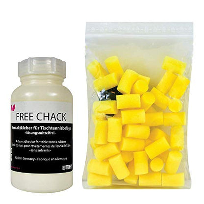 Butterfly Free Chack Table Tennis Racket Glue - Perfect for Assembling Table Tennis Ping Pong Paddle - Comes with Sponges and Application Clip to Easily Replace Table Tennis Rubber