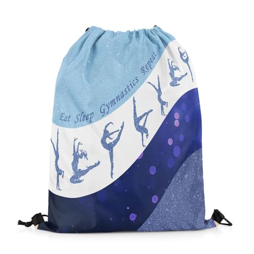 Castle Fairy Gymnastics Dance String Bag 16X13 Inch Cheerleading Yoga Lover Sports Backpack Birthday Gifts Blue Glitter Print Drawstring Bags for Women Gym Shopping Sport Yoga - color: Blue