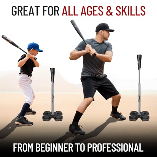 Portable Hitting Tee for Baseball/Softball,Height Adjustable from 25-37 inch,Easy Carry Premium Baseball Tee with Rubber Top,Metal Base Batting Tee for Accuracy,Power,Softball Tee For All Palyers