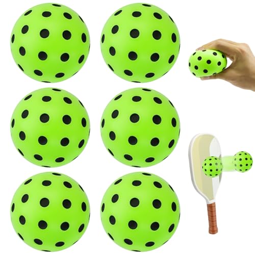 CEYAZYE 6 Pcs Silent Pickleball Balls, Soft Foam Balls for Indoor and Outdoor Practice, Low-Noise and Durable, Pickle Ball for Beginners Adult Outdoor Training