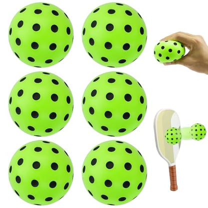 CEYAZYE 6 Pcs Silent Pickleball Balls, Soft Foam Balls for Indoor and Outdoor Practice, Low-Noise and Durable, Pickle Ball for Beginners Adult Outdoor Training