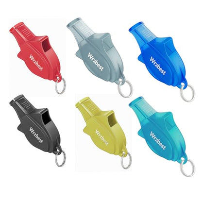 Sports Referee Coach Whistle,Bulk Pealess Plastic Whistles with Rubber Teeth Protector and Lanyard
