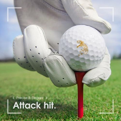 Gold Tiger with Floral Tail Print Golf Balls for Men Women Practice Training Golf Balls for Indoor Outdoor Use