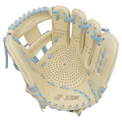 SSK Z5 Craftsman Infield Baseball Glove – 11.25” - 11.5” - 11.75” - 12” – Right & Left Hand Throw - color: Camel/Columbia - I Web, size: 11.5" - Right Hand Throw