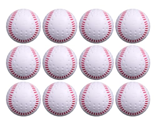 Baden White Dimpled Baseballs with Red Seams | High-Durability for Pitching Machines, Consistent Training, 12-Pack