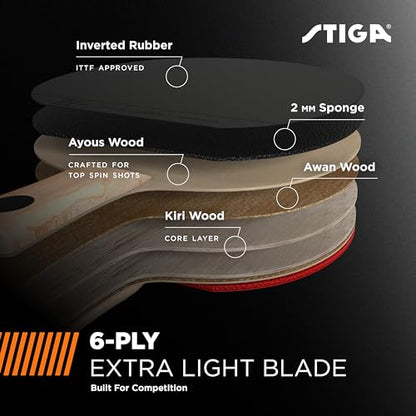 STIGA Ping Pong Paddles - 2mm Tournament-Approved Sponge - Flared Handle for Enhanced Control - Competitive Table Tennis Racket for Family Fun - Multiple Styles & Performance Levels Available - style: Nitro