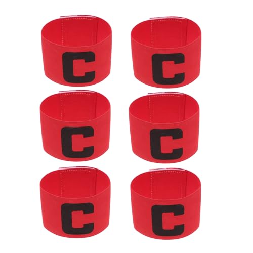 LIOOBO Soccer Captain Armband: 6Pcs Adjustable Football Arm Bands, Elastic Nylon Soccer C Arm Band, Sports Captain Armbands - style: Red