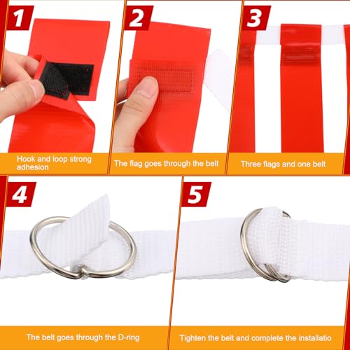 Vinsot 48 Pcs Adjustable Flag Football Belts Flag Football Set Belts with 144 Flags for Adults and Youth(Red and Yellow)