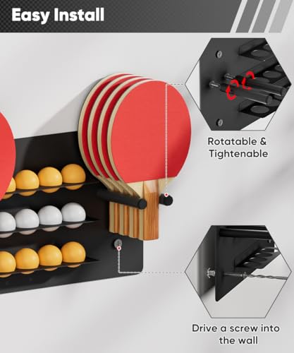 Ping Pong Paddle Holder, Wall Mounted Metal Magnetic Table Tennis Storage Rack Holds - size: 3-Tier