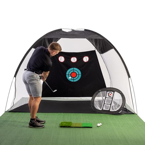 Golf Hitting Net,Chipping Net,Tri-Turf Mat,Golf Hitting Aid,10x7FT Practice Net for Backyard Driving,Chipping Training,Target Mat Balls for Indoor Outdoor use,Gifts for Men Dad Him Golfer