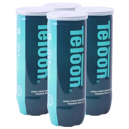 Teloon Championship Tennis Balls - Extra Duty - Regular Duty Felt Pressurized Tennis Balls - color: 4 Cans , 12 Balls