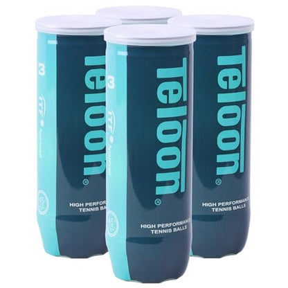Teloon Championship Tennis Balls - Extra Duty - Regular Duty Felt Pressurized Tennis Balls - color: 4 Cans , 12 Balls