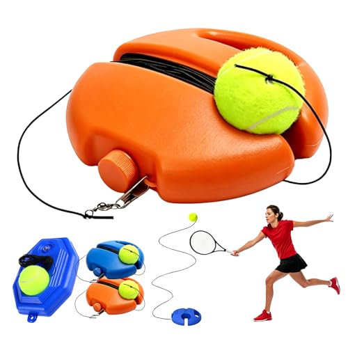 Tennis Practice rebounder, Solo Tennis Trainer Rebound Ball. Equip Your Home Backyard Court Today. Lead Daily Athletic Drills steadily utilizing This Useful Tennis Ball on String for Practice - color: Orange-Round