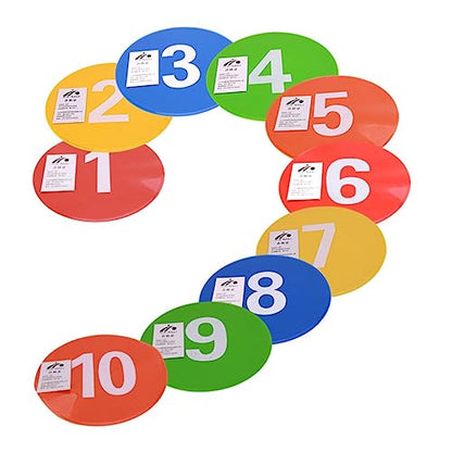 POPETPOP 10Pcs Reusable Football Markers Number Printed Soccer Training Signs for Use Durable Roadblock Plates for Agility Drills and Practice