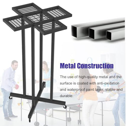 Commercial Gym Exercise Ball Holder Large Capacity Ping Pong Paddle Holder, Floor Table Tennis Organizer Rack with Wheels, Training Hall/Stadium/Office/Game Room Commercial Sports Equipment Storage Sh