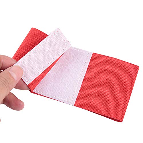12.2x2.6 in Bright Colors Player Bands, Lightweight Portable Good Texture Captain Arm Bands, Elastic Nylon Hook&Loop for Youth for Adult(red)