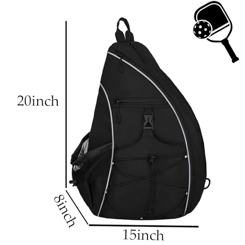 Goloni Pickleball Sling Bag for Men Women, Lightweight Pickleball Backpack with Fence Hook - color: Black