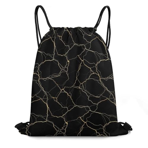 Sports Drawstring Sackpack Lightweight Backpack Waterproof for Training Gym Yoga Beach Men Women String Bag, Gold Black Marble Bags - color: Picture (356)
