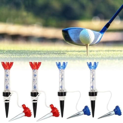 HERCHR 4 PCS Golf Tees, Plastic Magnetic 70mm Long Reusable Practice Tees, Unbreakable Flexible Spring Golf Tee Set for Men Women Driving Range Mat Training Indoor Outdoor