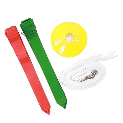 Flag Football Belt Set - 14 Adjustable Nylon Belts 42 Detachable PVC Flags 12 Training Cones for Team Sports - color: Red+green