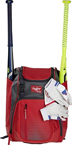 Rawlings | FRANCHISE Backpack Equipment Bag | Baseball/Softball | Rec/Travel | Multiple Styles - color: Scarlet Red