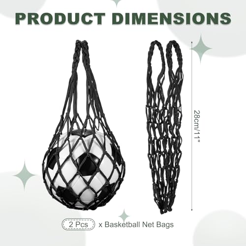 uxcell Basketball Net Bags, Nylon Soccer Ball Holder Portable Multifunctional Single Ball Mesh Net Bag for Storage Basketball Soccer Rugby Balls - color: Black