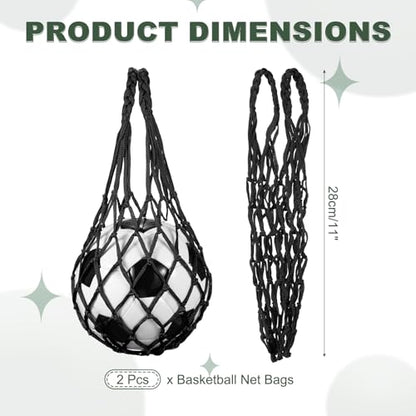 uxcell Basketball Net Bags, Nylon Soccer Ball Holder Portable Multifunctional Single Ball Mesh Net Bag for Storage Basketball Soccer Rugby Balls - color: Black