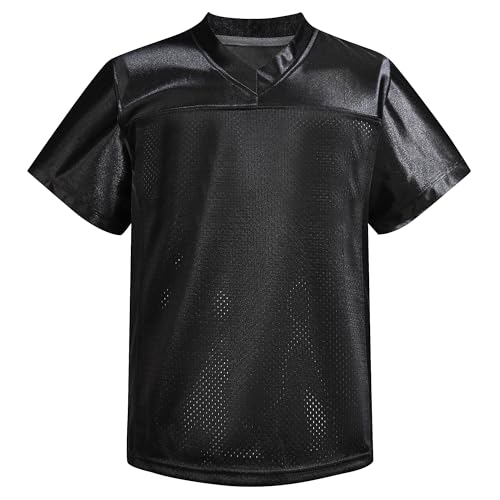 Youth Blank Football Jersey,Boy's Mesh Athletic Practice Footabll Shirts,Blank Footabll Jerseys for Kids S-XL - color: Black, size: Medium