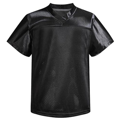 Youth Blank Football Jersey,Boy's Mesh Athletic Practice Footabll Shirts,Blank Footabll Jerseys for Kids S-XL - color: Black, size: Medium