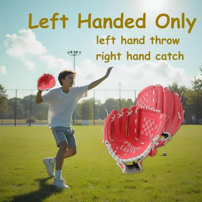 Urby Left Handed Baseball Glove, Left Handed T Ball Glove for Lefty, Left Hand Throw Only. T-Ball & Youth Baseball Gloves. - color: Pink, size: 10.5in Age 4-7