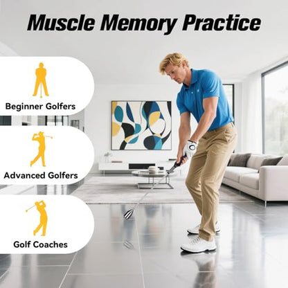 Golf Swing Trainer, Golf Grip Trainer for Tempo & Path, 2 Weights for Iron & Wood Hitting Chipping, Non-Slip Right Hand Ergonomic Swing Training Aid Golfers & Men & Beginners