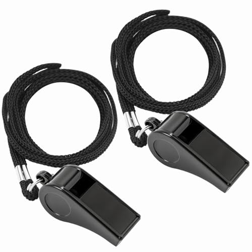 2 Sports Whistles with Lanyard, Loud Crisp Sound Whistle Ideal for Coaches, Referees, Officials,Outdoor Enthusiasts, and Family Emergencies.