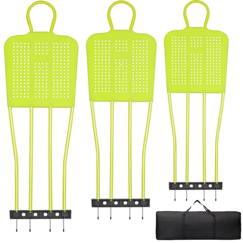 Free Kick Mannequin Soccer, 3 Pcs 68.9 inch Soccer Training Equipment Wall, Durable PVC Soccer Defender Dummy with Carry Bag - color: Fluorescent Green